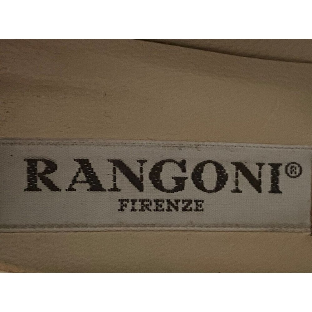 Rangoni Firenze Leather Block Heel Pumps 7B Off White Stitched Slip On Italy EUC - Picture 5 of 12